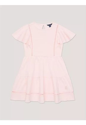 Vestido Rosa De Corte Evasé Con Monograma Bordado Tommy Hilfiger