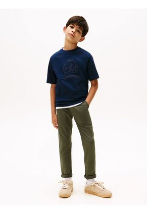 Camiseta Azul De Cuello Redondo Con Escudo TH Tommy Hilfiger