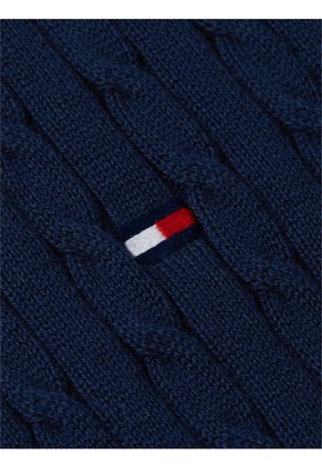 Polo Azul De Punto Trenzado Y Corte Regular Tommy Hilfiger
