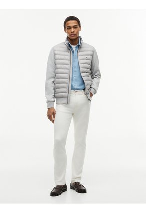 Chaqueta Gris De Punto Acolchada Con Cremallera Tommy Hilfiger