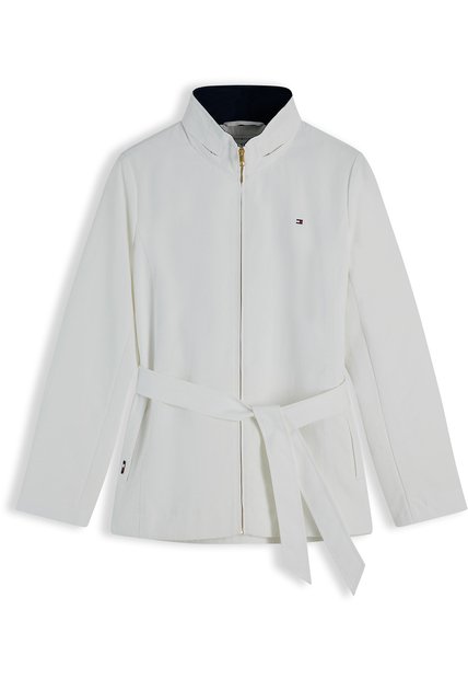 Chaqueta Blanca Yatch Con Cinturón Anudable Y Logo Tommy Hilfiger