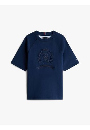 Camiseta Azul De Cuello Redondo Con Escudo TH Tommy Hilfiger