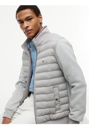 Chaqueta Gris De Punto Acolchada Con Cremallera Tommy Hilfiger