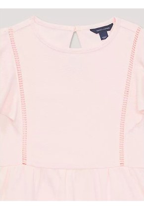 Vestido Rosa De Corte Evasé Con Monograma Bordado Tommy Hilfiger