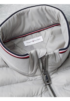 Chaqueta Gris De Punto Acolchada Con Cremallera Tommy Hilfiger