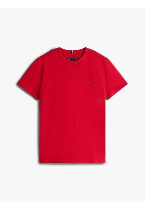 Camiseta Roja De Punto Con Logo Bordado Tommy Hilfiger