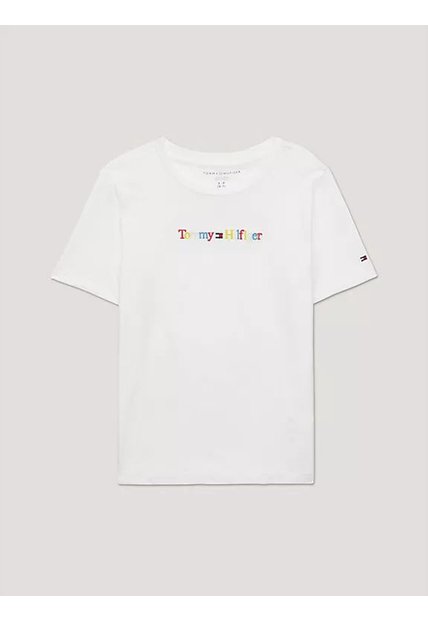 Camiseta Blanca Con Logo Multicolor Tommy Hilfiger