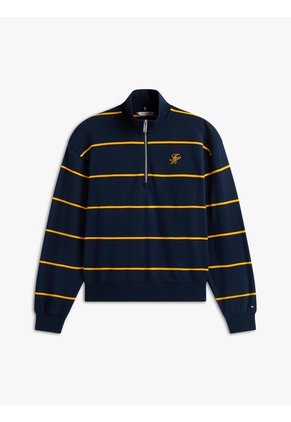 Saco Azul Tejido De Felpa Con Cremallera De Un Cuarto Y Logo Tommy Hilfiger