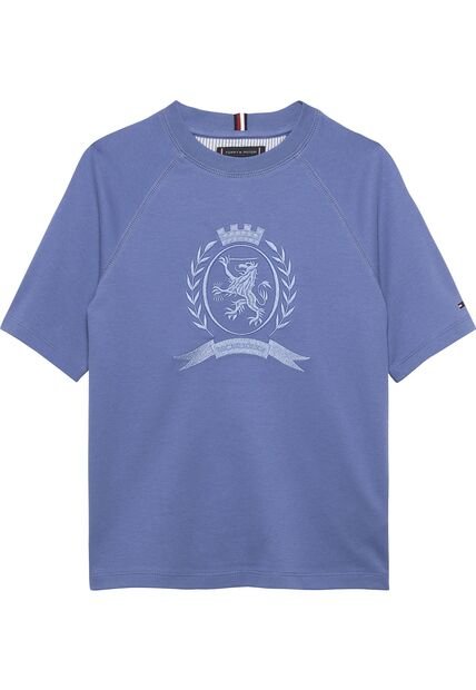 Camiseta Azul De Cuello Redondo Con Escudo TH Tommy Hilfiger