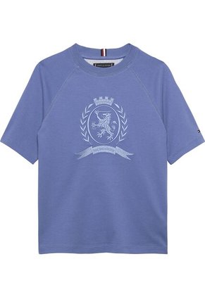 Camiseta Azul De Cuello Redondo Con Escudo TH Tommy Hilfiger