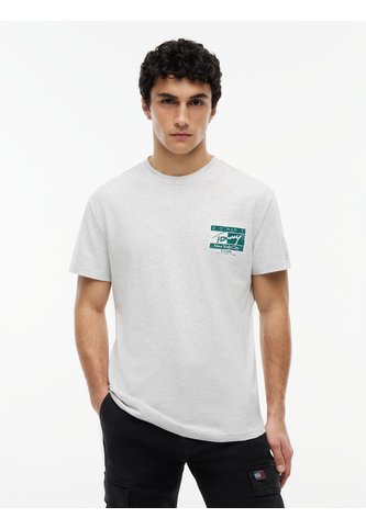 Camiseta Gris De Corte Regular Con Logo Script Bordado Tommy Jeans Tommy Hilfiger