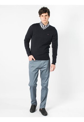 Saco Azul Con Cuello V Para Hombre Tommy Hilfiger