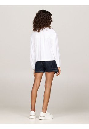Camiseta Blanca Manga Larga Con Logo Floral Tommy Hilfiger