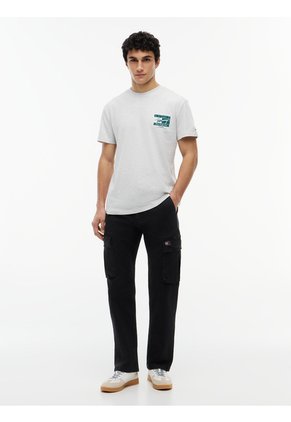 Camiseta Gris De Corte Regular Con Logo Script Bordado Tommy Jeans