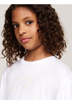 Camiseta Blanca Manga Larga Con Logo Floral Tommy Hilfiger