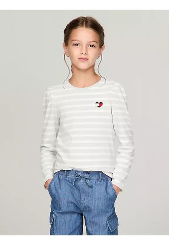 Camiseta Blanca Manga Larga De Rayas Tommy Hilfiger Tommy Hilfiger