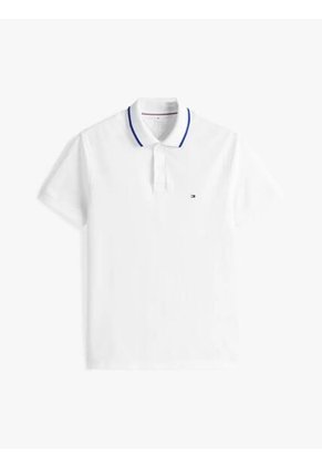 Polo Blanco Performance De Corte Regular Con Ribete Tommy Hilfiger