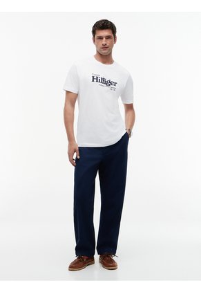 Camiseta Blanca De Punto Con Logo Gráfico Tommy Hilfiger