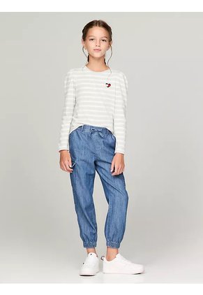 Camiseta Blanca Manga Larga De Rayas Tommy Hilfiger