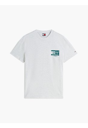 Camiseta Gris De Corte Regular Con Logo Script Bordado Tommy Jeans