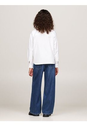 Blusa Blanca De Popelín Con Volantes Tommy Hilfiger