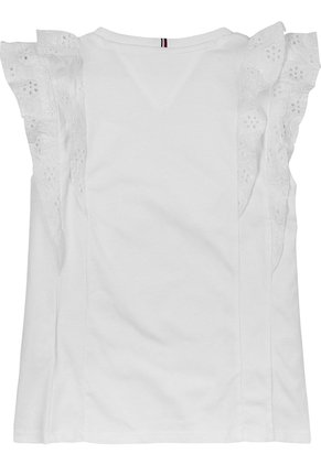 Camiseta Blanca Slim Con Mangas De Diseño Calado Tommy Hilfiger