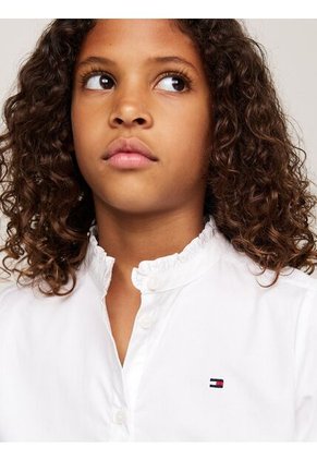 Blusa Blanca De Popelín Con Volantes Tommy Hilfiger