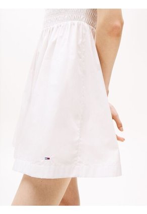 Vestido Blanco Corto Evasé De Cuello Halter Tommy Jeans