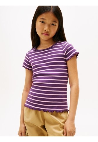 Top Morado De Punto Acanalado De Manga Corta Tommy Hilfiger Tommy Hilfiger