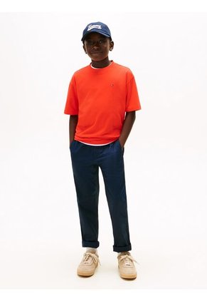 Camiseta Naranja De Punto Con Logo Bordado Tommy Hilfiger