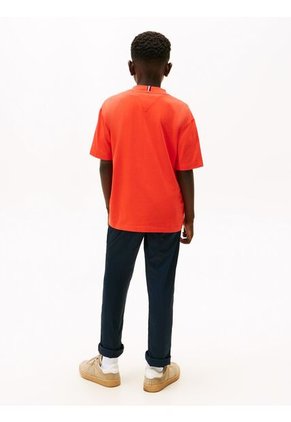 Camiseta Naranja De Punto Con Logo Bordado Tommy Hilfiger