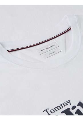 Camiseta Blanca De Punto Con Logo Gráfico Tommy Hilfiger