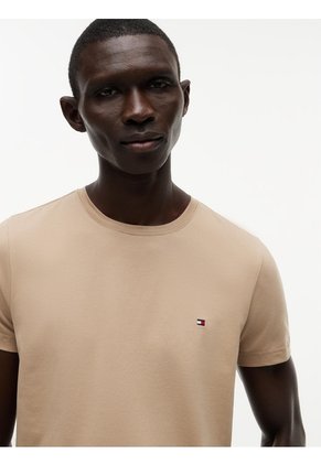 Camiseta Beige De Cuello Redondo Y Corte Extra Slim Tommy Hilfiger