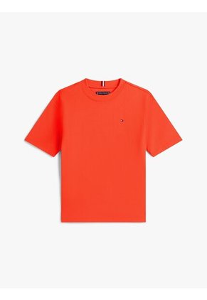 Camiseta Naranja De Punto Con Logo Bordado Tommy Hilfiger