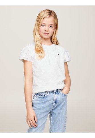 Camiseta Blanca Con Mangas Caladas Y Monograma TH Tommy Hilfiger Tommy Hilfiger