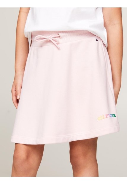 Falda Rosa Con Cordón Ajustable Y Monotipo Hilfiger Tommy Hilfiger