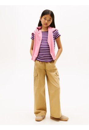 Top Morado De Punto Acanalado De Manga Corta Tommy Hilfiger