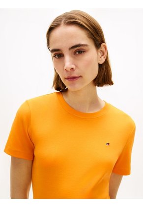 Camiseta Naranja Slim De Cuello Redondo Tommy Hilfiger