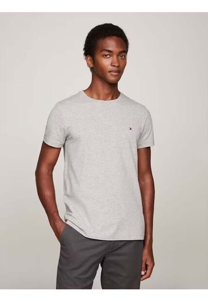 Camiseta Gris Manga Corta Slim Fit Esencial Algodon Tommy Hilfiger