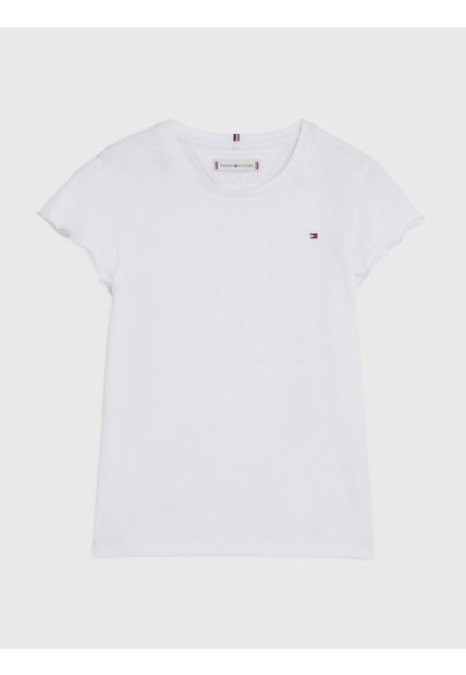 Camiseta Blanca Essential De Corte Slim Con Volantes Tommy Hilfiger