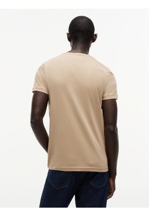Camiseta Beige De Cuello Redondo Y Corte Extra Slim Tommy Hilfiger