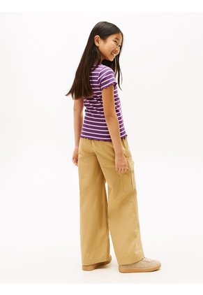 Top Morado De Punto Acanalado De Manga Corta Tommy Hilfiger