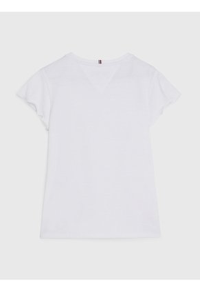 Camiseta Blanca Essential De Corte Slim Con Volantes Tommy Hilfiger
