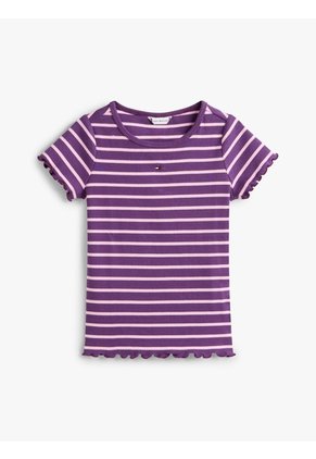 Top Morado De Punto Acanalado De Manga Corta Tommy Hilfiger