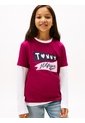 Camiseta Morado De Cuello Redondo Con Logo Tommy Hilfiger de Tommy Hilfiger