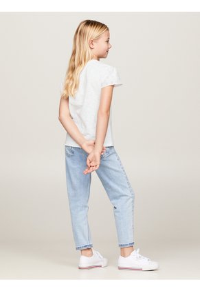 Camiseta Blanca Con Mangas Caladas Y Monograma TH Tommy Hilfiger