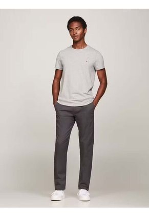Camiseta Gris Manga Corta Slim Fit Esencial Algodon Tommy Hilfiger