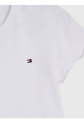 Camiseta Blanca Essential De Corte Slim Con Volantes Tommy Hilfiger