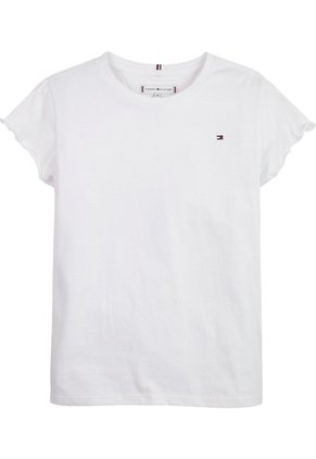 Camiseta Blanca Essential De Corte Slim Con Volantes Tommy Hilfiger