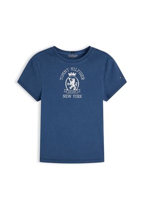 Camiseta Azul Marino De Corte Slim Con Escudo Tommy Hilfiger